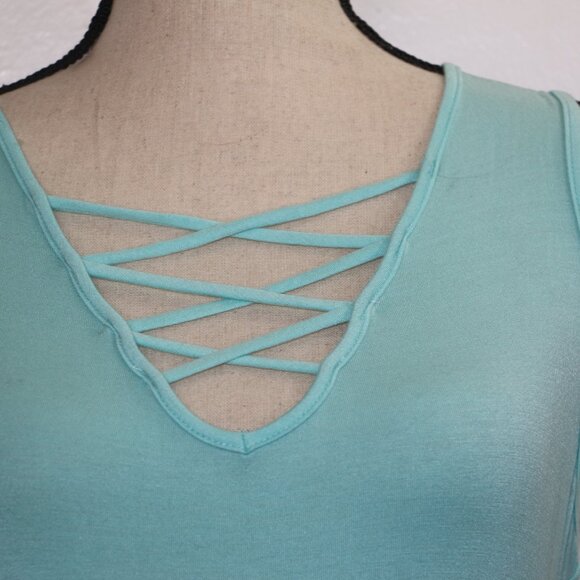 Joe Boxer Aqua Lace-Up Tank Dress | Size Small | Fit & Flare Mini 🌊💙 - Picture 2 of 6